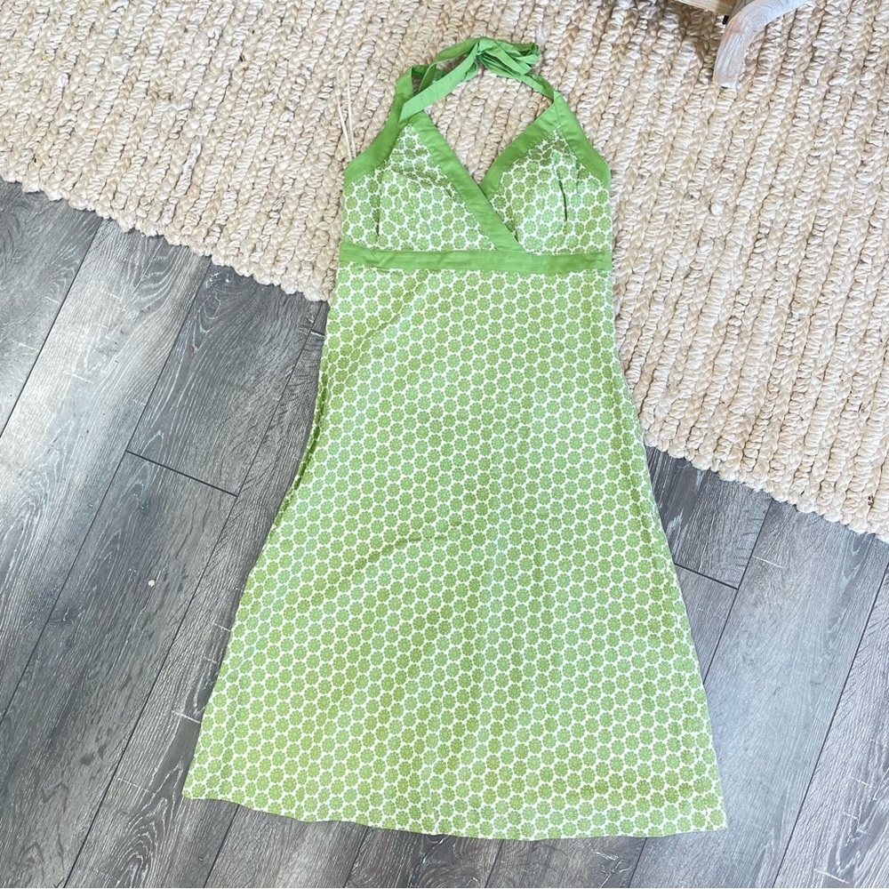 Boden Green Halter Floral-Print Sundress